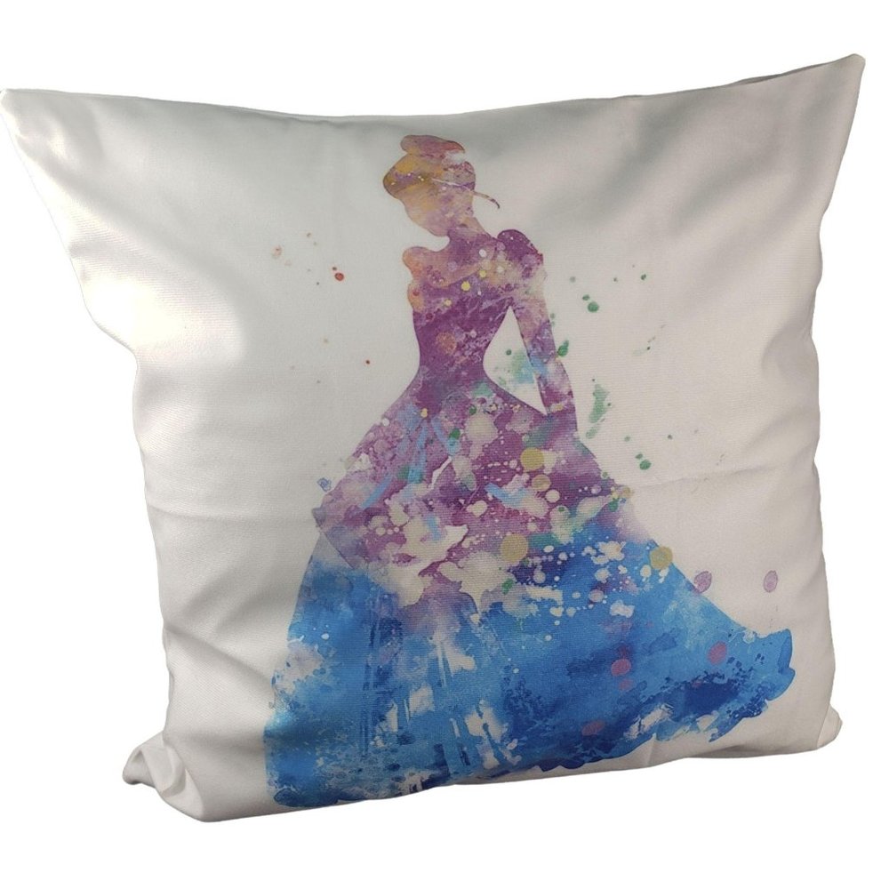 Princess Cinderella Blue Silhouette Mouse Themed Home Decorative Pillowcase
